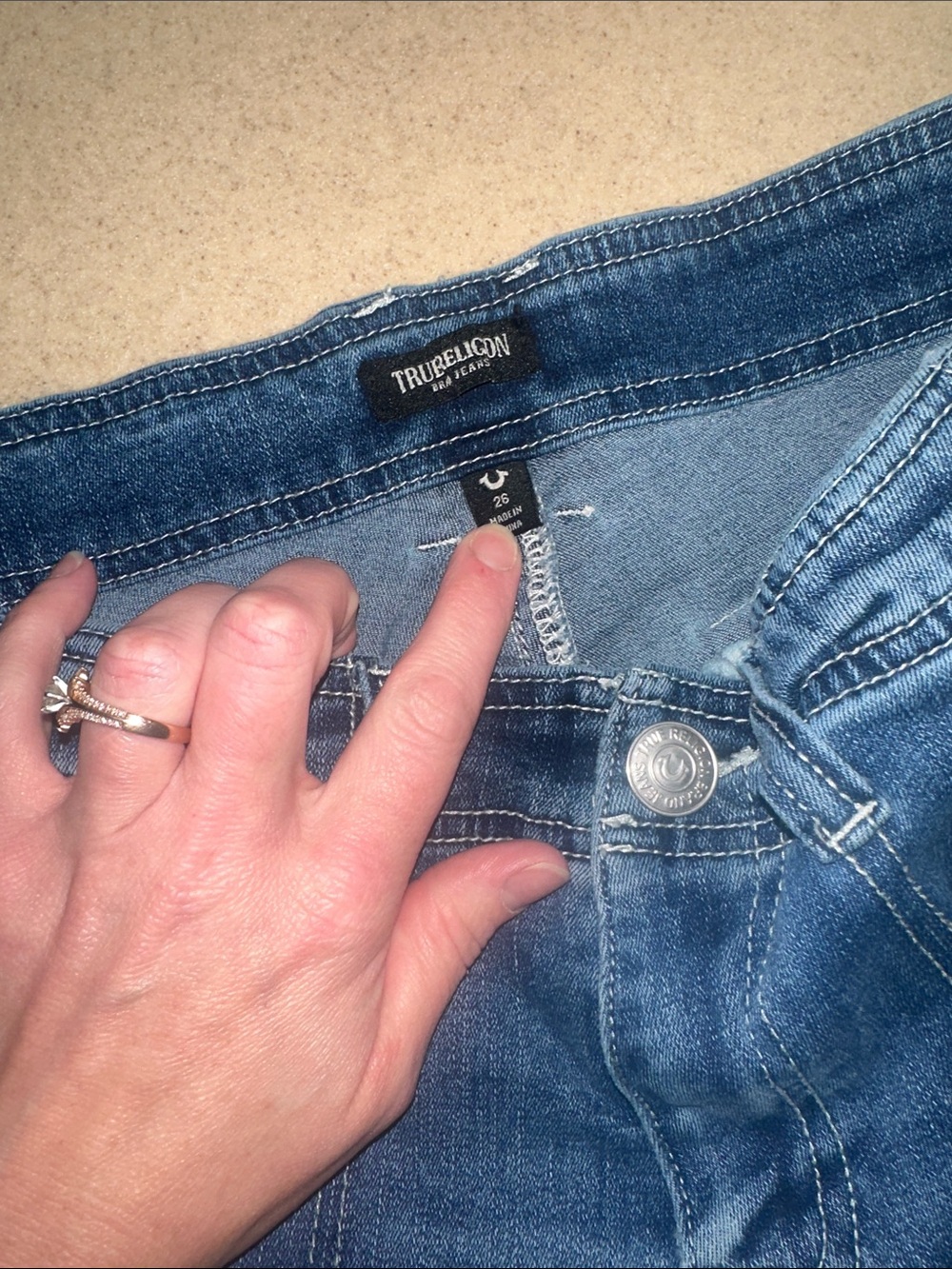 True Religion Women’s Cargo Blue Denim Jeans - Picture 4 of 7